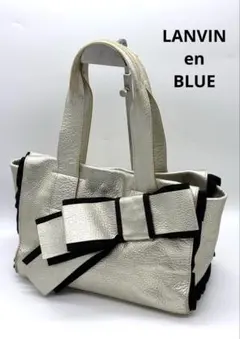 ランバンオンブルー レザー トートバッグ リボン A4 ゴールド