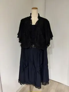 O556新品レースボレロ付きウエスト切り替えフォーマルワンピース34号結婚式