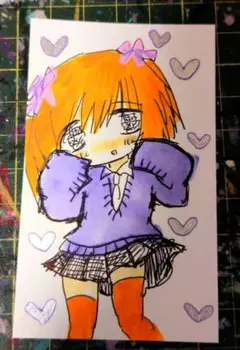 手描きイラストトレカサイズ萌え絵