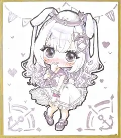 オリジナルイラスト アナログ 原画 女の子 色紙 - メルカリ