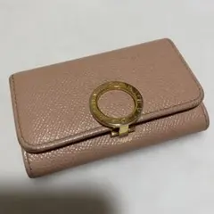 ブルガリ　BVLGARI ピンク レザー キーケース リング付き