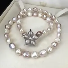 可愛い✨カシェCACHER ピンク系大粒バロックパールネックレス 本真珠