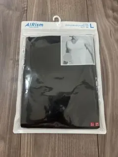 ユニクロ エアリズム メンズ メッシュVネック ノースリーブ Lサイズ ブラック