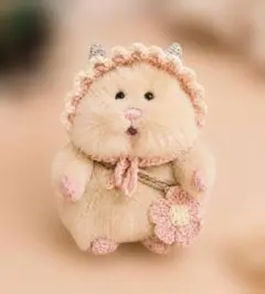 【受注生産】はむにぎり　ボンネット＋お花バッグセット　アプリコット