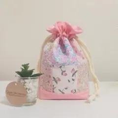 ★新作★リバティ生地【巾着袋】ハンドメイド 花柄 パッチワーク　巾着　小物入れ