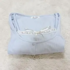 OLIVE des OLIVE 半袖リブカットソー サックス ブルーのサムネイル