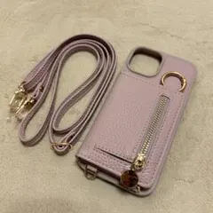 iPhone 14 多機能ケース カバー ショルダーストラップ ミラー付き