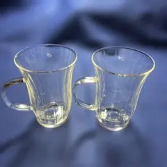 レトロな耐熱ガラスペアカップ
