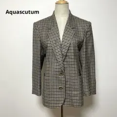 Aquascutum アクアスキュータム チェック柄 テーラードジャケット 絹混