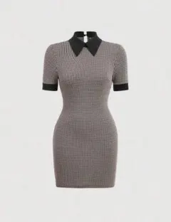 千鳥柄 半袖ミニワンピース SHEIN シーイン