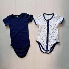 H&M ベビー肌着 70 80星柄＆ネイビー ロンパース2枚セット