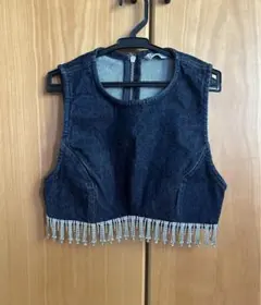 ZARA デニム ラインストーン トップスのサムネイル