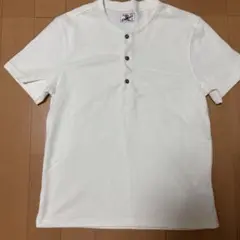 ターコイズ風ボタン付きワッフルヘンリーネック