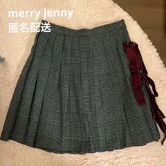 merry jenny ベロアリボン付きチェックプリーツスカート メリージェニー