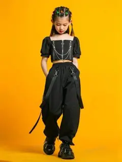 ダンス衣装 女の子 半袖トップス へそ出し パンツ セットアップ