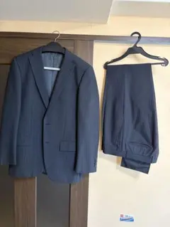 アオキ　スーツ上下　オールシーズン　黒 ストライプ