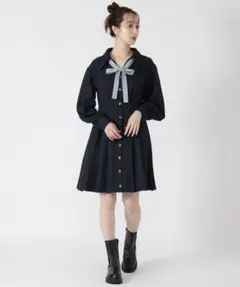 REDYAZELリボン ミニワンピース ネイビー