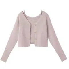 ショート丈カーディガンXキャミソールニットアンサンブル[dr404]