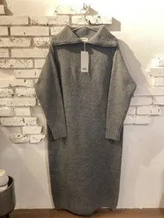 AZUL by moussy グレー ニットロングワンピース