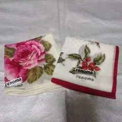 renoma 花柄 ハンカチ 2枚セット