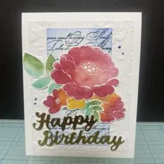 ③花柄の誕生日カード