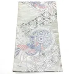 ZY-557 袋帯 瑞祥壁面盛花文 プラチナ箔 六通 逸品 ZY-557 袋帯 瑞祥壁面盛花文 プラチナ箔 六通 逸品