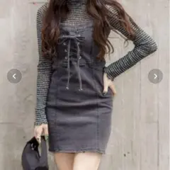 SpRay デニムレースアップキャミワンピース