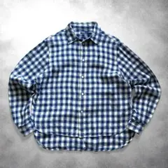 [リネン100%] POLO ポロ ラルフローレン チェックシャツ 麻 刺繍 M