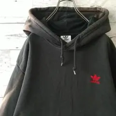 希少サイズ・雰囲気最高☆アディダス 刺繍ロゴ ブリーチ パーカー 3XL