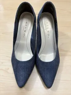 美品 MELMO メルモ レディース パンプス ポインテッドトゥ デニム風 24