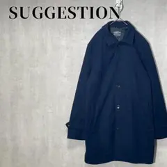 SUGGESTION　サジェッション　ステンカラーコート　ウール混　ネイビー　M