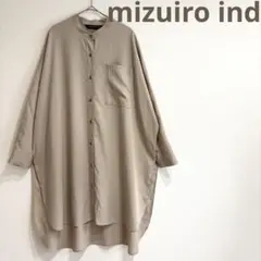 【mizuiro ind】ミズイロインド バンドカラーロングシャツ