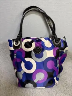 COACH コーチトートバッグ パープル系 オプアート