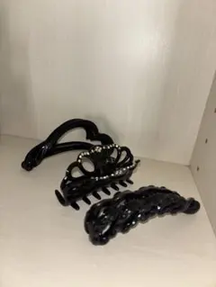 ブラックヘアクリップ3個セット&髪飾りピン
