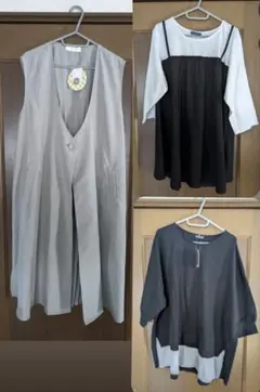 タグ付 春夏 3L トップス ロングジレ チュニック 大きいサイズ プラスサイズ