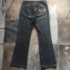 00s y2k ハートワッペン ブラック ダメージデニム グランジ ダークコア