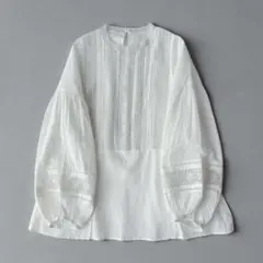 green label relaxing レース切替ボリュームスリーブ ブラウス