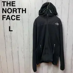 ノースフェイス ナイロンフリースフーディ 裏起毛 薄手レディースL 黒ストレッチ