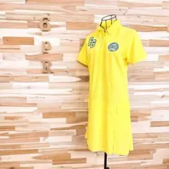 【フィラゴルフ】ゴルフ ポロシャツ ワンピース プリーツ ストレッチ L 黄×青