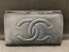 P-5212】CHANEL キャビアスキン 長財布 ブラック がま口 - メルカリ