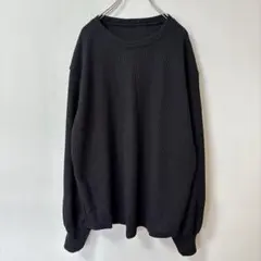 ✨美品✨ワッフル ゆるダボ ブラック 無地 シンプル ユーネック