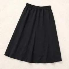 ルクスルフト ロングフレアスカート ブラック コットン100% Aライン 上品のサムネイル