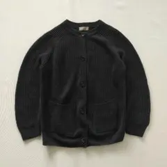 MARGARET HOWELL リネンクルーネックカーディガン ブラック