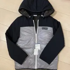 ブリーズ　フード付きボア中綿コート サイズ140 ブラック/グレー