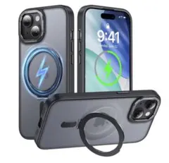iPhone 15 適用ケースMagSafe対応 隠し収納式多機能一体スタンド