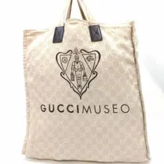 グッチ トートバッグ キャンバス デカロゴ 大容量 ホワイト系