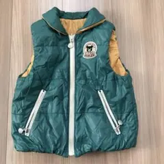 ホットビスケッツ　ミキハウス　ダウン　ベスト 90 リバーシブル　黄色　緑