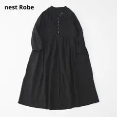 ネストローブ リネン　Yネックドレス　ワンピース　黒