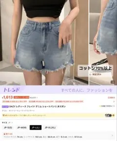 SHEIN デニムブルー カットオフ ショートパンツ ウエストダメージ