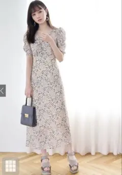 【GRL】花柄バックリボンVネックワンピース[mc015] Sサイズ